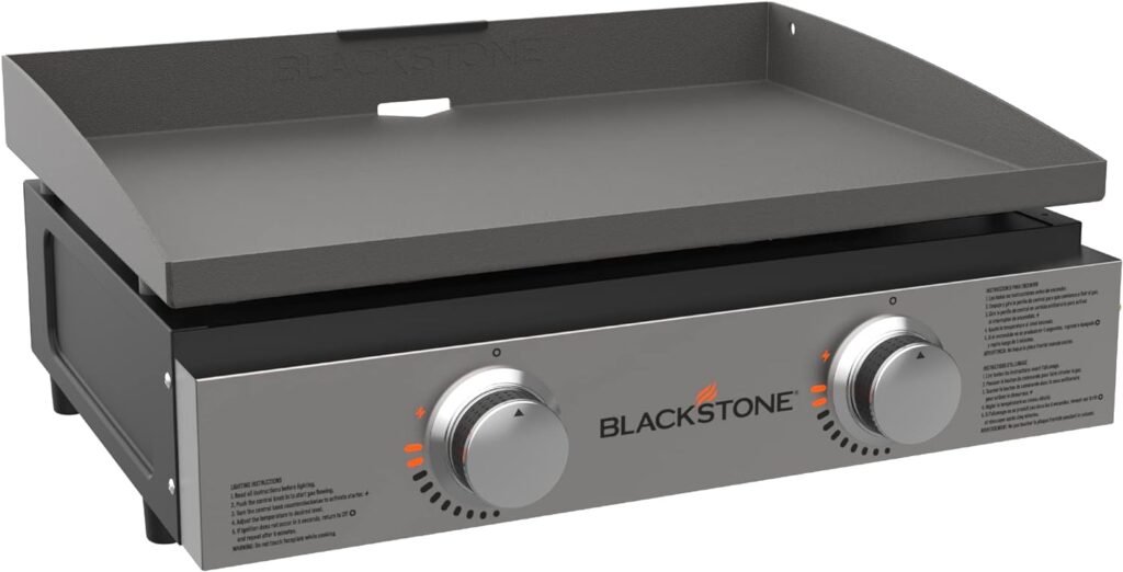 Blackstone 1666 22” Tabletop Griddle with Stainless Steel Faceplate, Powder Coated Steel, Black