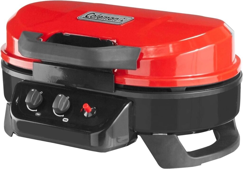 Coleman RoadTrip 225 Portable Tabletop Propane Grill, Gas Grill with 2 Adjustable Burners, Instastart Ignition,  11,000 BTUs of Power for Camping, Tailgating, Grilling  More