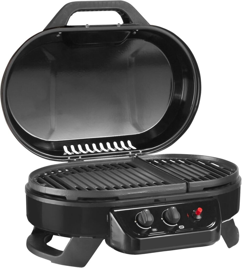 Coleman RoadTrip 225 Portable Tabletop Propane Grill, Gas Grill with 2 Adjustable Burners, Instastart Ignition,  11,000 BTUs of Power for Camping, Tailgating, Grilling  More