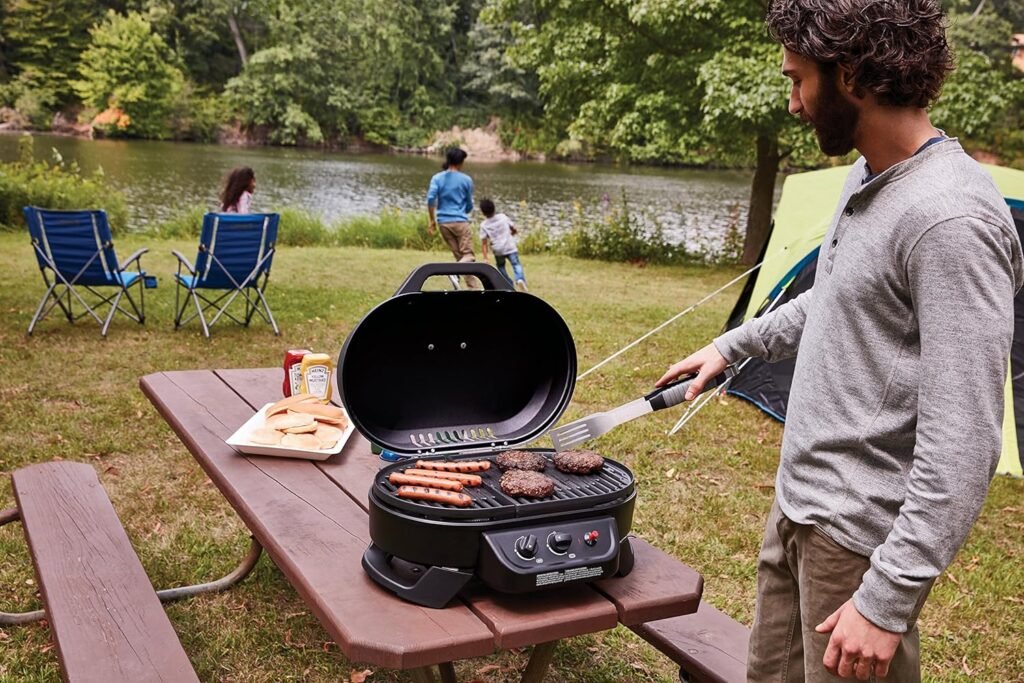 Coleman RoadTrip 225 Portable Tabletop Propane Grill, Gas Grill with 2 Adjustable Burners, Instastart Ignition,  11,000 BTUs of Power for Camping, Tailgating, Grilling  More