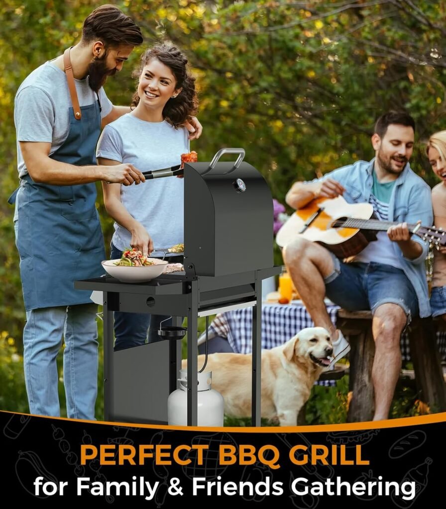 Joy Pebble 2 Burner BBQ Propane Gas Grill, 20,000 BTU Stainless steel Gas Grill with Two Side Storage Shelves,Barbecue Gas Grill for Outdoor Patio Garden Picnic Backyard Cooking