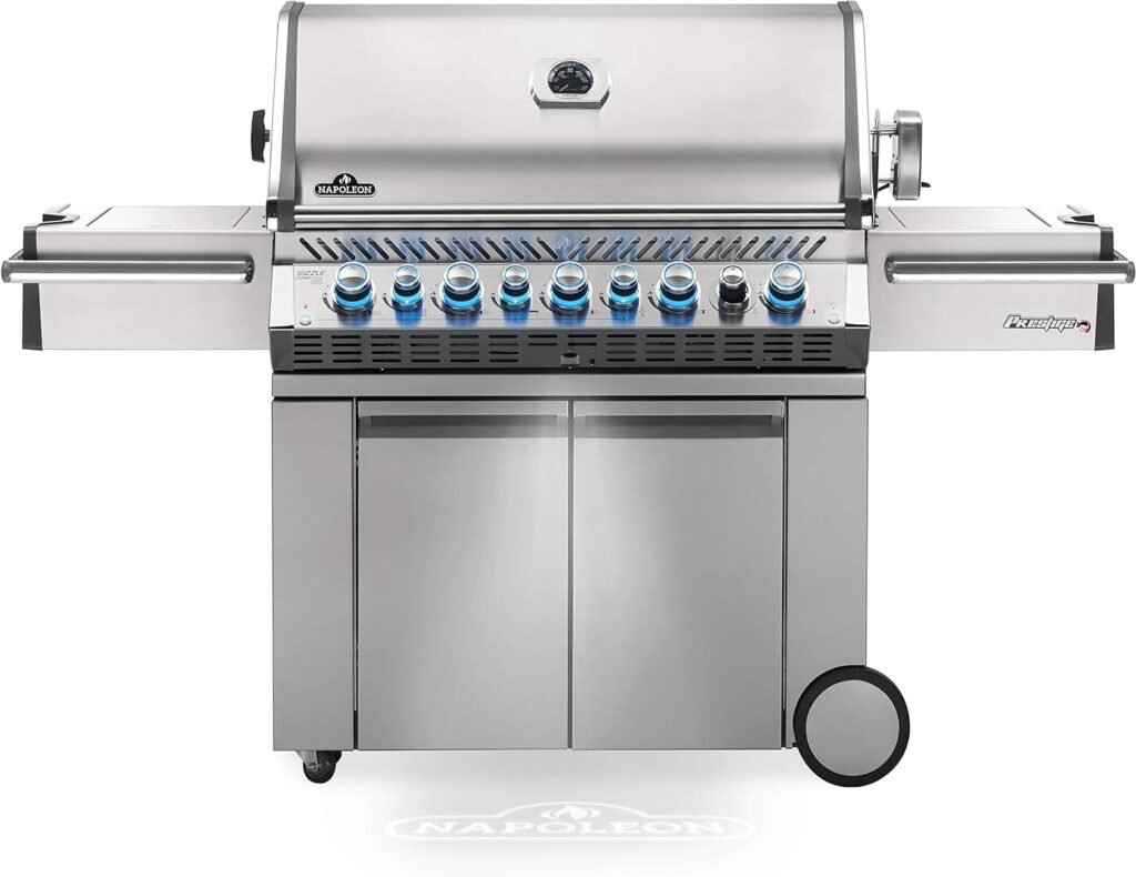 Napoleon PRO665RSIBPSS-3 Prestige PRO 665 RSIB Propane Gas Grill, sq.in. + Infrared Side and Rear Burners, Stainless Steel