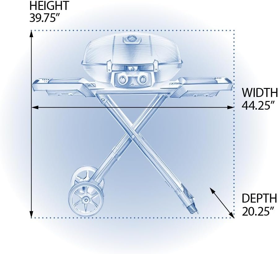 Napoleon TravelQ Portable Propane Gas BBQ - PRO285X-BK - Includes Scissor Cart, Use For Tailgating, Camping, And Small Outdoor Spaces