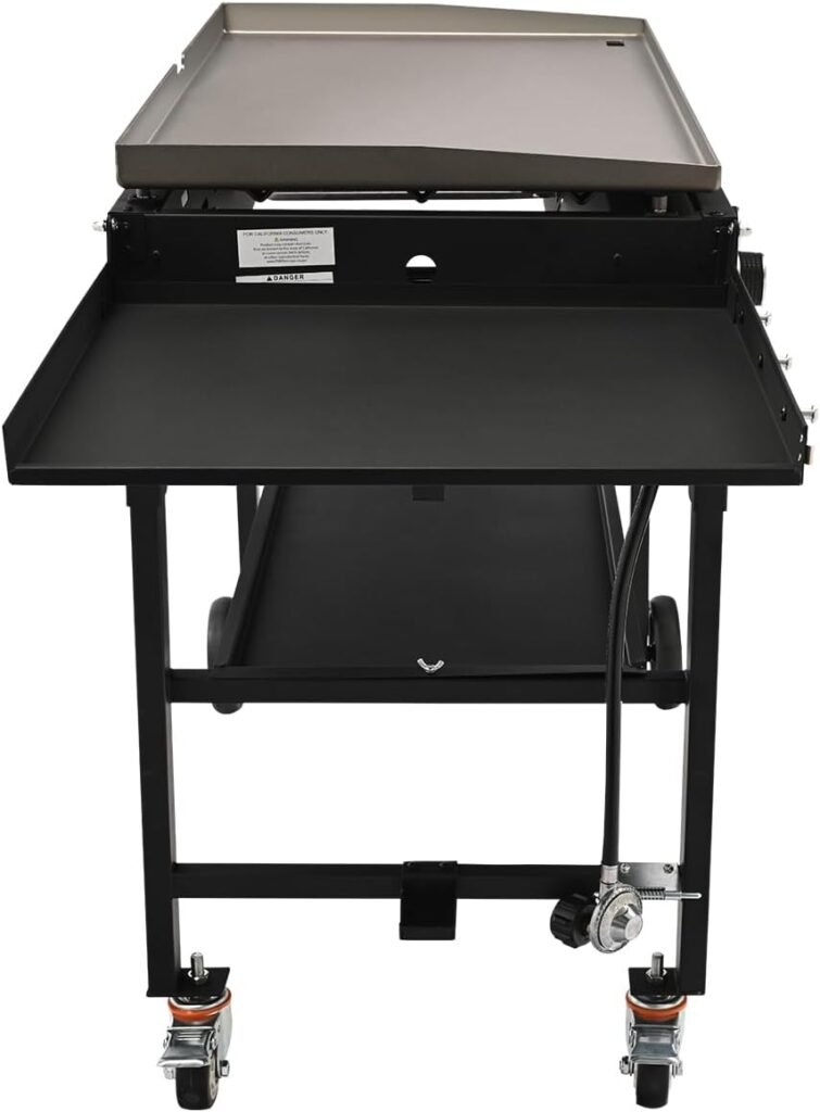 Propane Griddle on Cart, 36 Heavy Duty Manual Flat Top Griddle, Outdoor Cooking Station with Side Shelves, Steel Natural Gas Griddle, 4-Burners Restaurant Portable Grill - 60,000 BTU