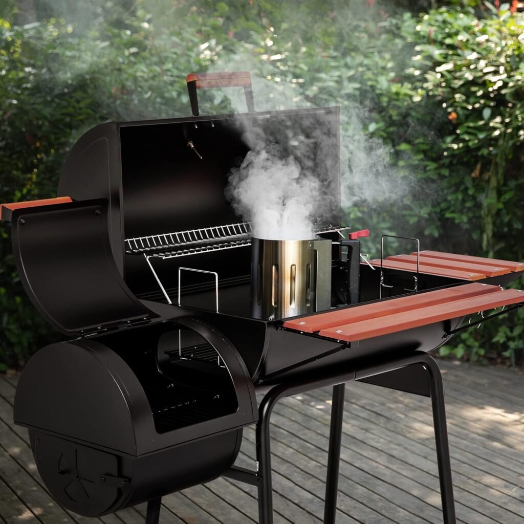 Royal Gourmet 30 Barrel Charcoal Grill with Side Table, 627 Square Inches and 16 Pound Masterbuilt Lump Charcoal