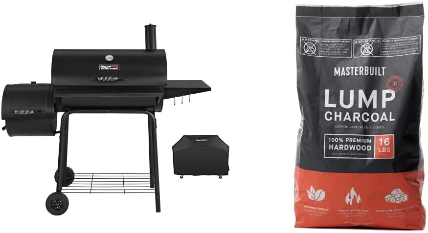 Royal Gourmet CC1830SC Charcoal Grill Offset Smoker with Masterbuilt Lump Charcoal