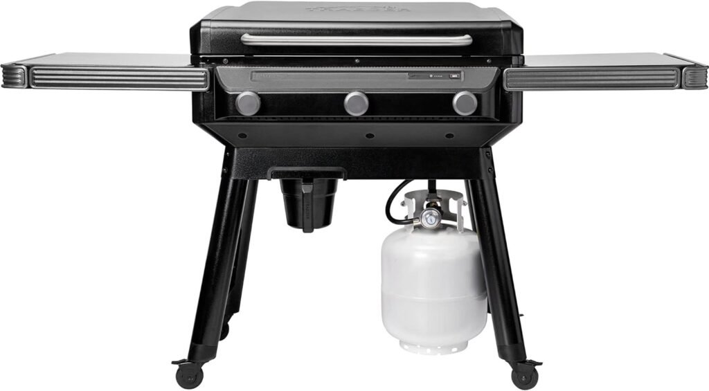 Traeger Grills 33-inch Flatrock Flat Top Gas Griddle with Three Separate Cook Zones, Recessed Cooktop, Flame Sensor, Fuel Sensor, Premium Lid, and Two Folding Side Shelves