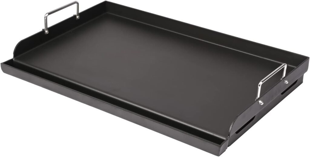 Utheer 25 x 16 Nonstick Coating Cooking Griddle for Gas Grill, Universal Griddle Flat Top Plate Insert with Grease Groove and Removable Handles for Charcoal/Gas Grills, Camping, Tailgating, Parties