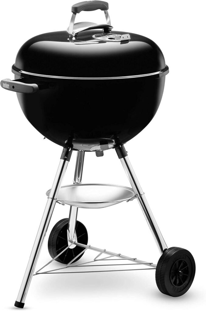 Weber Bar-B-Kettle Charcoal Barbecue, 47cm | BBQ Grill with Lid Cover, Tripod Stand  Wheels | Freestanding Outdoor Oven  Cooker with Porcelain-Enamelled Bowl - Black (1231004)