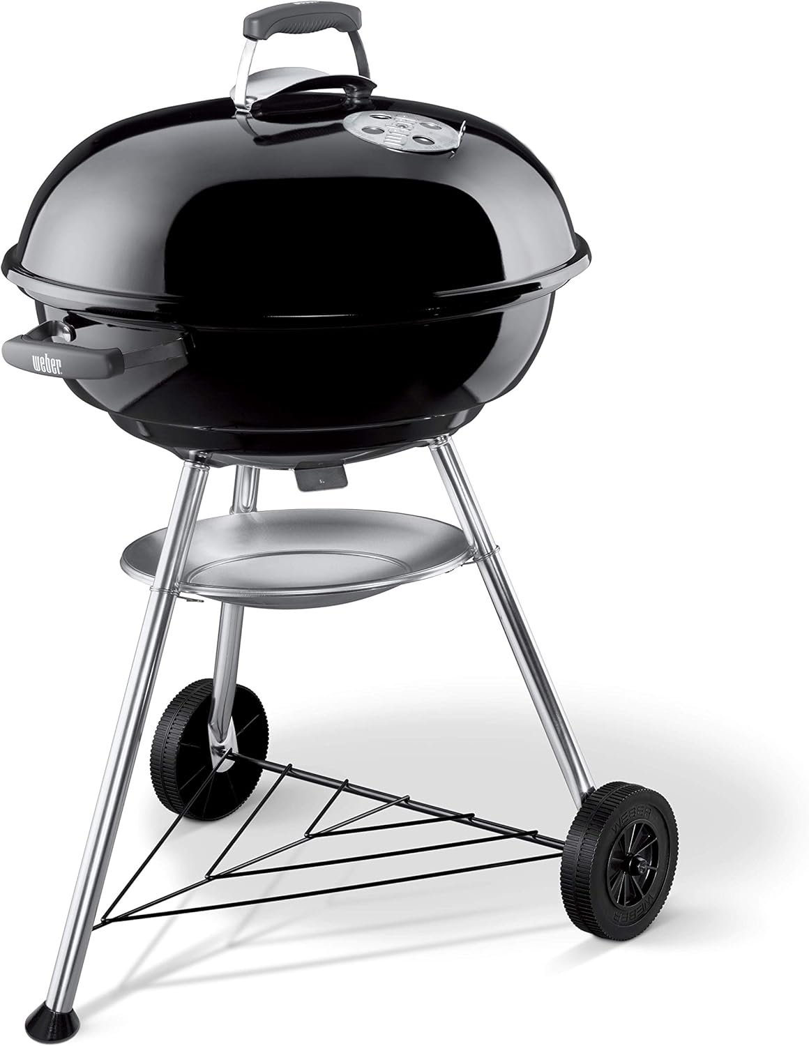 Weber Compact Kettle Charcoal Grill Barbecue, 47cm | BBQ Grill with Lid Cover, Stand  Wheels | Freestanding Outdoor Oven, Smoker  Outdoor Cooker with Porcelain-Enamelled Bowl - Black (1221004)