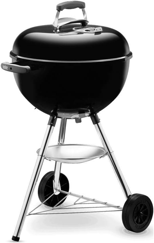 Weber Compact Kettle Charcoal Grill Barbecue, 47cm | BBQ Grill with Lid Cover, Stand  Wheels | Freestanding Outdoor Oven, Smoker  Outdoor Cooker with Porcelain-Enamelled Bowl - Black (1221004)