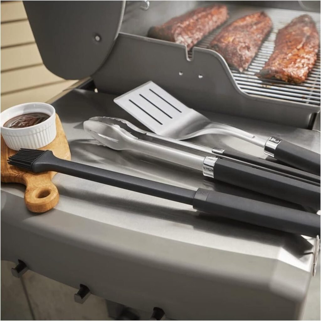 Weber Q 2400 Electric Grill (Black) with Thermometer and Tool Set Bundle (3 Items)